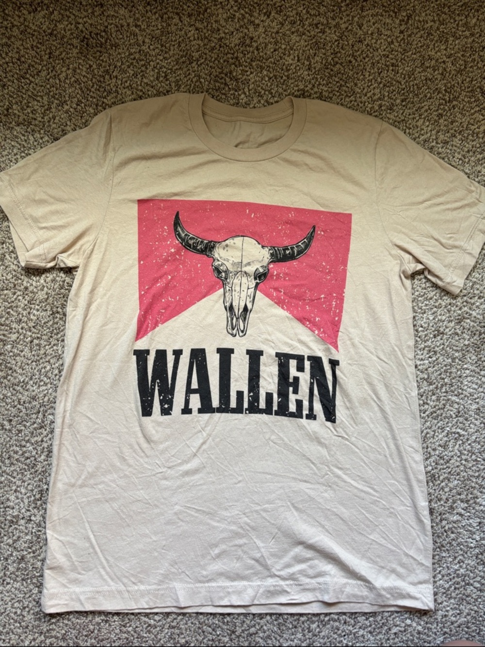 Morgan Wallen Cream Graphic Tee with Pink Accent unisex size medium